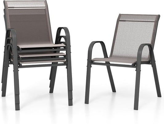 Coast Tuinstoelen - Set van 4 - Stapelbaar - Max. 150 kg - 56 x 70 x 84 cm - Grijs