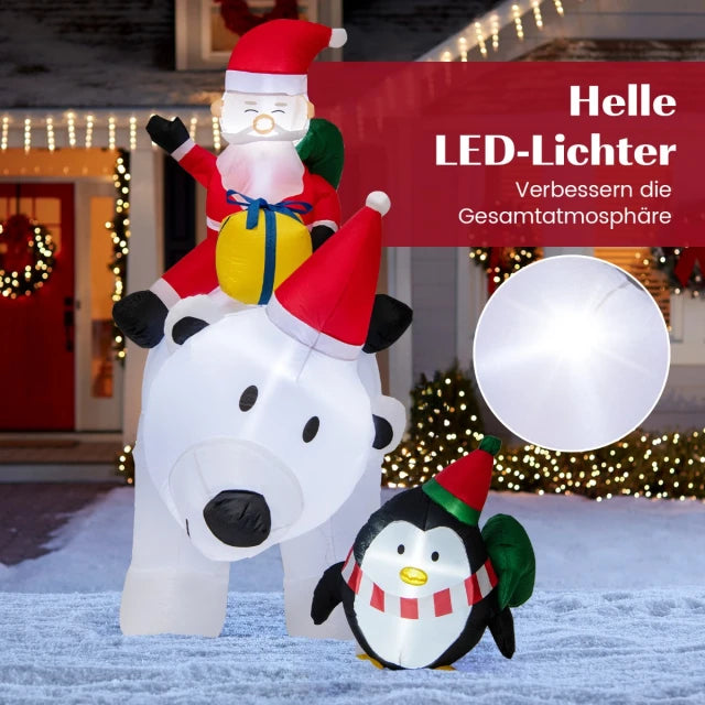 Costway Opblaasbare Kerstdecoratie – Incl. LED & Accessoires – 230 x 70 x 210 cm – Veelkleurig