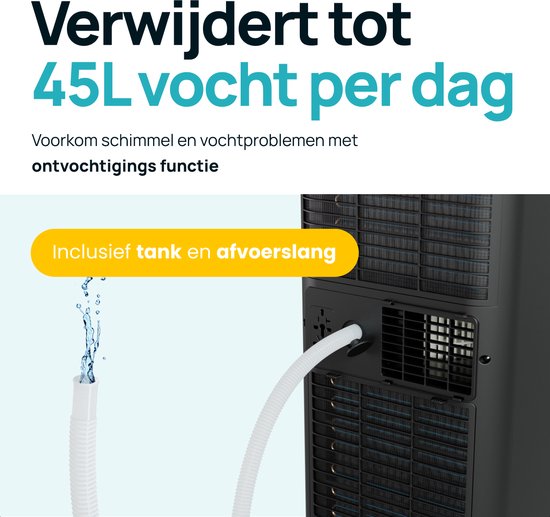MOA Mobiele Airco - 9.000 BTU - 3-in-1 - Met Afstandbediening - Tot 30m² - Airconditioner met Ontvochtigingsfunctie - Raamafdichtingskit - Zwart