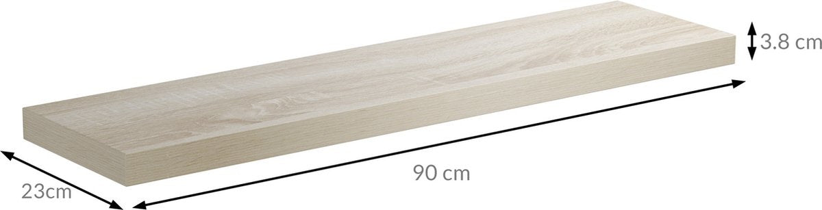 Casaria Wandplank Zwevend - 90 cm 15kg Belastbaar - Eiken