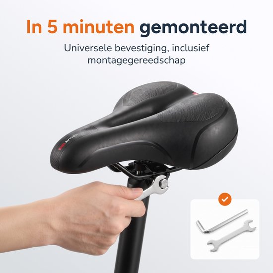 Fietszadel Unisex 100% waterdicht - Incl. zadelhoes - Ergonomisch - Met vering - Zadel fiets - Mountainbike - Dames - Heren - Zadel - Accessoires - Zwart - Proskill