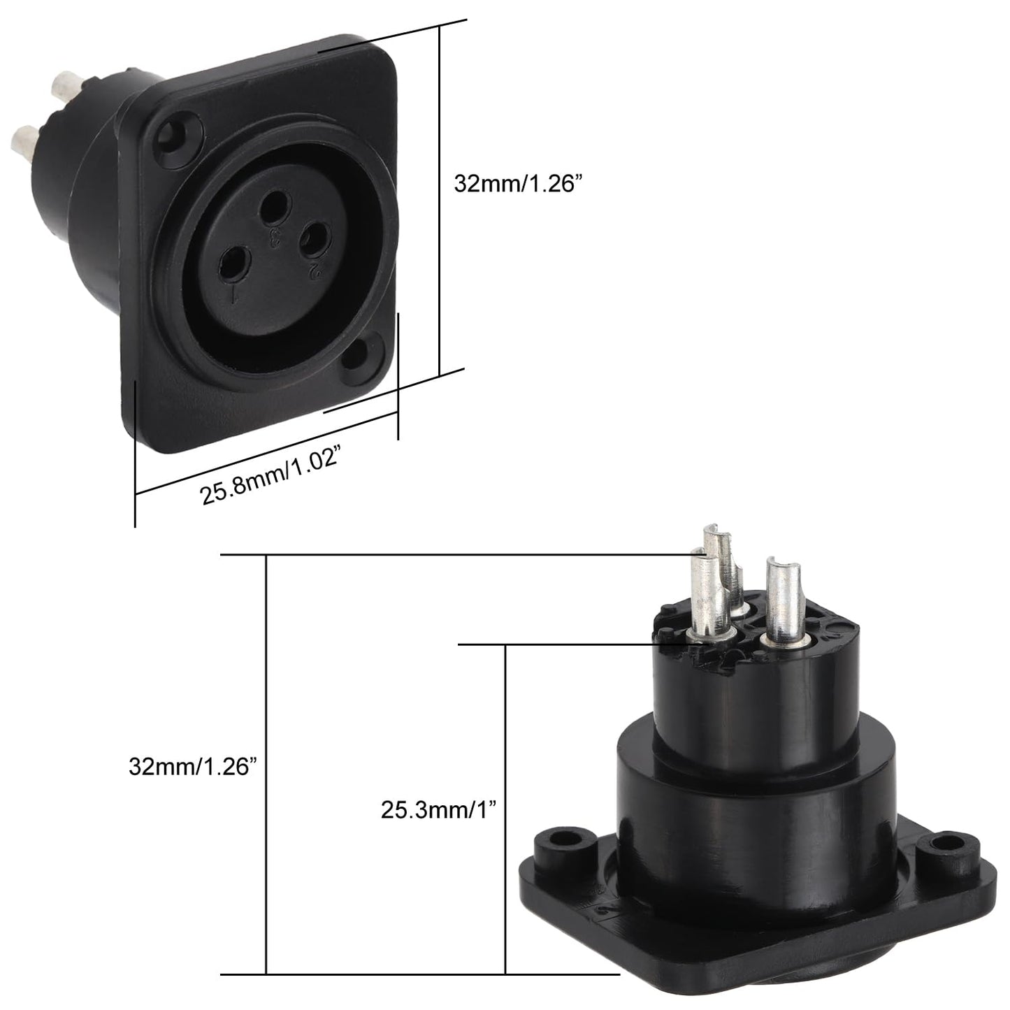 XLR-CHASSIS CONNECTOR - XLR 3-POLIG VROUWELIJK - ZWART (PCN003)