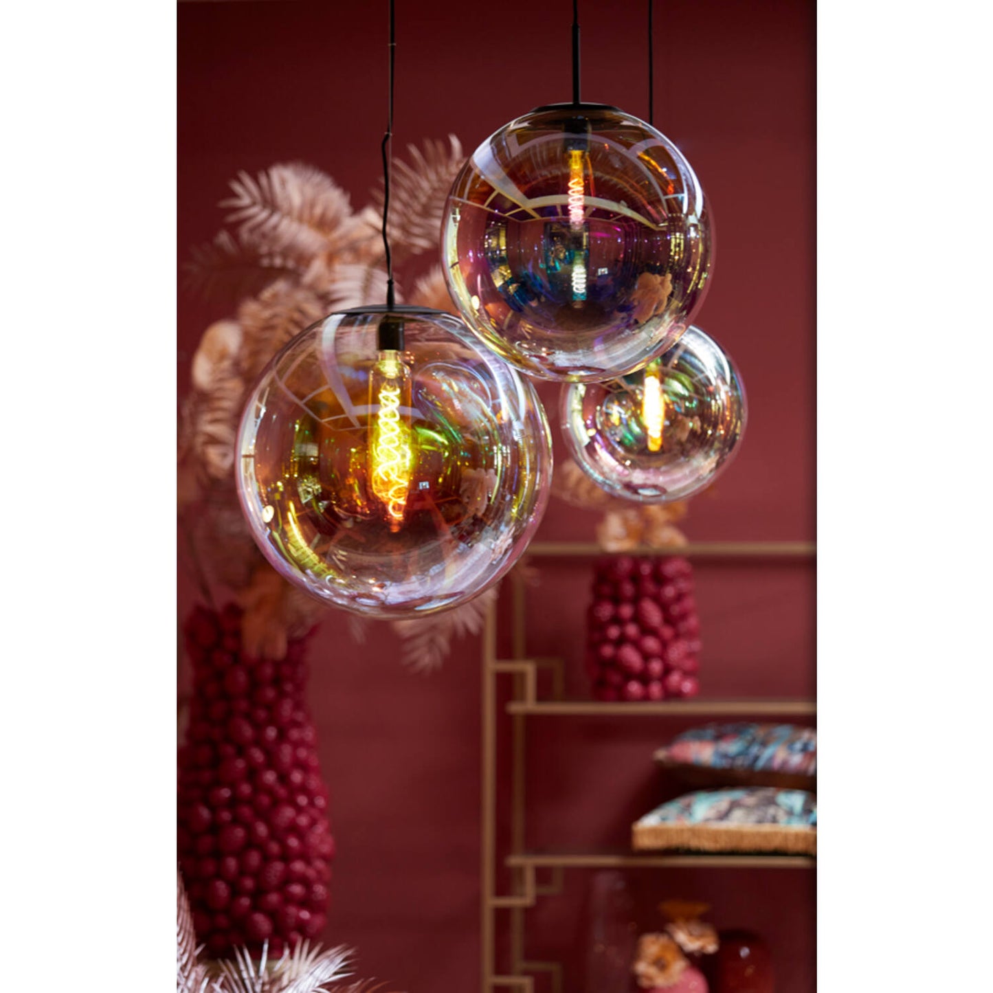 Medina Hanglamp - Glas - Ø40cm - Rainbow/Zwart