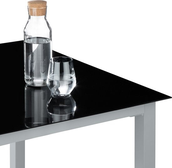 tectake® zitset aluminium klapstoelen, loungeset met 6x stoelen en 1x glazen tafel eettafel, tuinmeubelset weerbestendig voor het balkon, tuinstoelen, terrasmeubilair, ligstoel - zilver