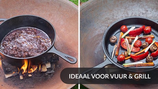 Chefarone Gietijzeren Pan – 2-in-1 Braadpan – Inclusief Deksel – Geschikt Voor Alle Warmtebronnen