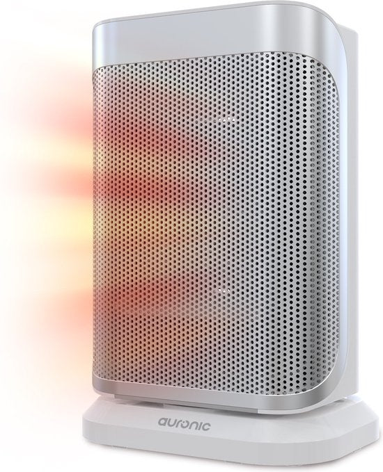 Auronic Elektrische Kachel - Ventilatorkachel - 2 Standen - 1500W Heater - Keramische Kachel met LED Indicatie - Roterend - Wit