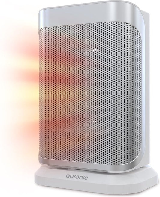 Auronic Elektrische Kachel - Ventilatorkachel - 2 Standen - 1500W Heater - Keramische Kachel met LED Indicatie - Roterend - Wit