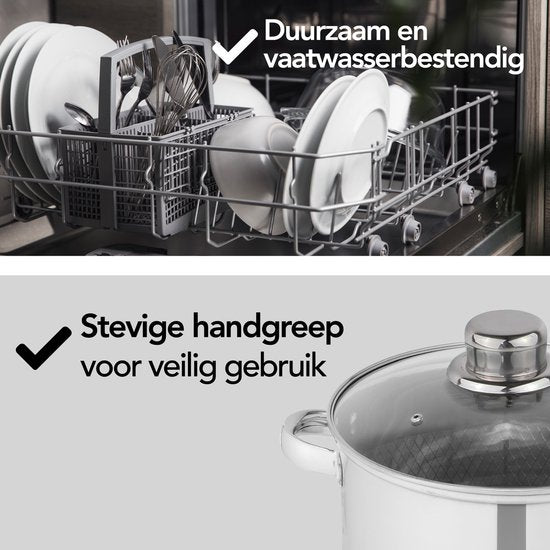 Aviro Aspergepan - Pastapan - Ø 16.5 cm - 23cm hoog - 4,2L - Multifunctioneel - Geschikt Voor Alle Warmtebronnen - RVS