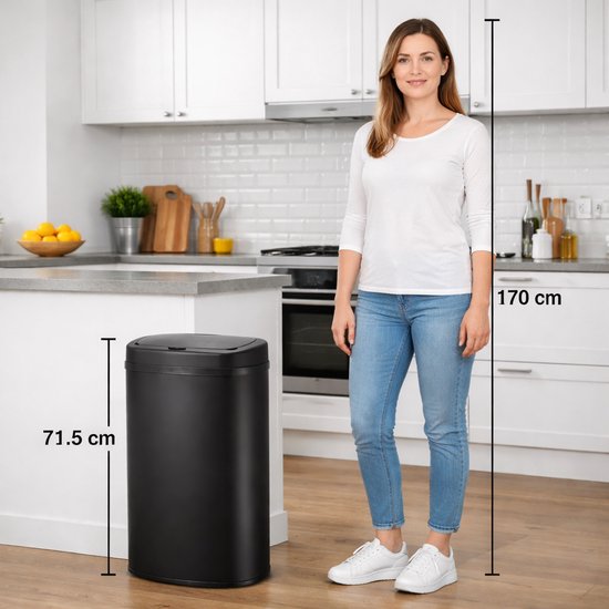 Bayt Prullenbak - Prullenbak 60 Liter - Vuilnisbak - Afvalbak - Metaal - Zwart