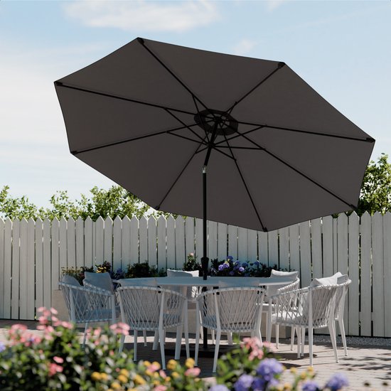 LifeGoods Parasol - Tuin - Ø350 cm - 30° Kantelbaar - Waterdicht - UPF50+ - Donkergrijs
