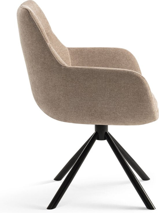 Furnihaus Olivia - Draaibare Eetkamerstoel - Armleuningen - Beige - Stof