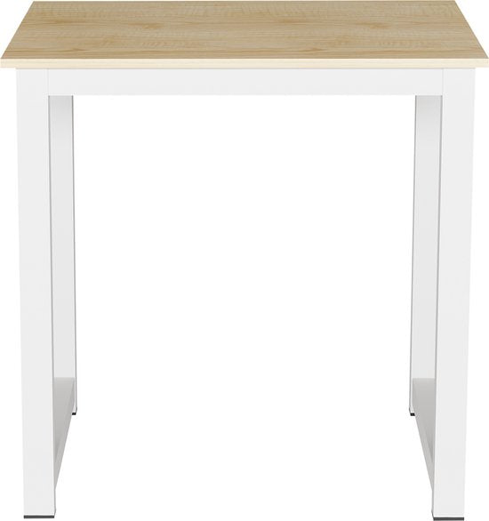 Keukentafel - bureau tafel - 75 cm x 75 cm - wit bruin