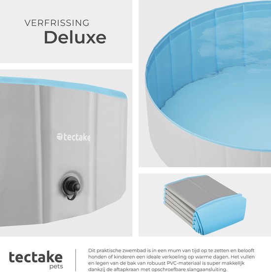 tectake® Hondenzwembad - Hondenpool- Zwembad voor honden - Ballenbak - Opvouwbaar - ⌀120 cm - Extra stevig - Eenvoudig te vullen en te legen