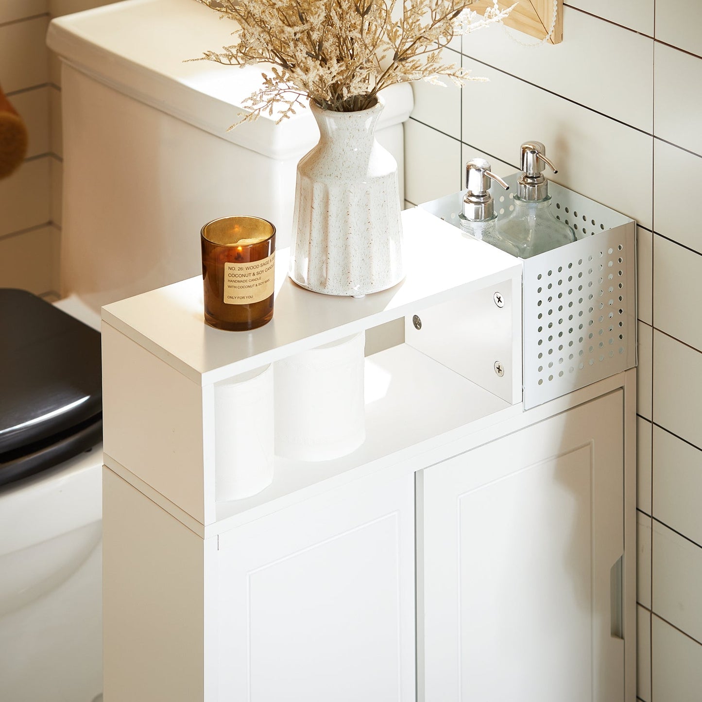 SoBuy Badkamerkast met Wielen - Smal - 69 x 52 x 17 cm - Wit