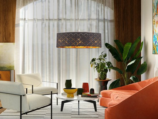 Globo - hanglamp - Gunther - zwart - metaal - grote eettafellamp - LED_E27 - 15229H2LMDS