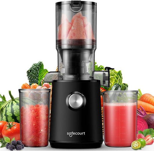 Safecourt Kitchen Sapcentrifuge - Slowjuicer voor Groenten & Fruit - XXL Vulopening - Krachtige motor - Zwart