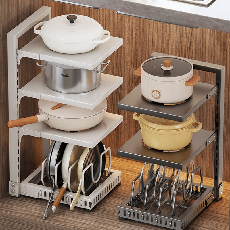 MAXCOOK 3-laags opbergrek van koolstofstaal voor potten & pannen verstelbaar voor keukenkast 23*28*43 cm