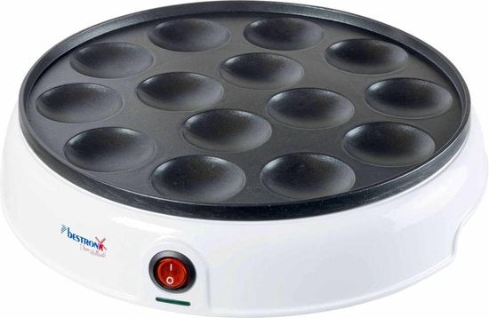 Bestron Poffertjespan - APFM700W - 800W - Poffertjesmaker - Electrisch - Wit - 5 jaar garantie