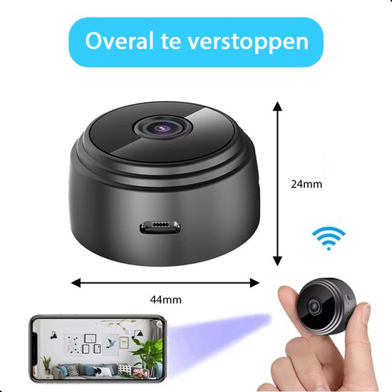 Tech Essentials Mini Verborgen Spy Camera - 1080P - Met WiFi APP - Micro Geheime Beveiligingscamera - Binnenhuis - Spionage - Nannycam - afluisterapparatuur - Zwart