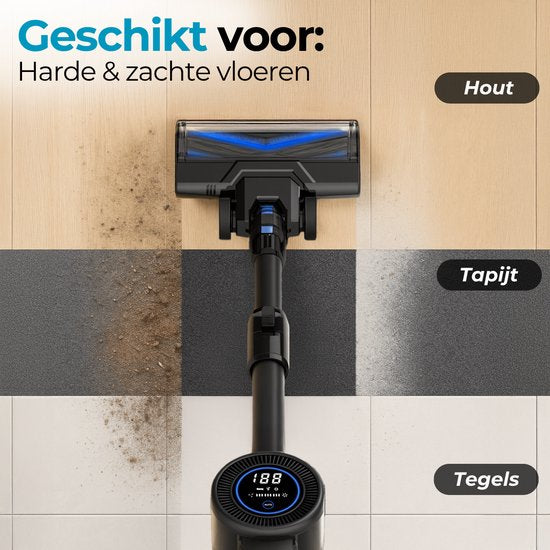 Sanovy AutoDock X28 Steelstofzuiger met Leegstation - Draadloos - Op Accu - 350W - 28Kpa - Met Opzetstukken - Draadloze Stofzuiger Zonder Zak