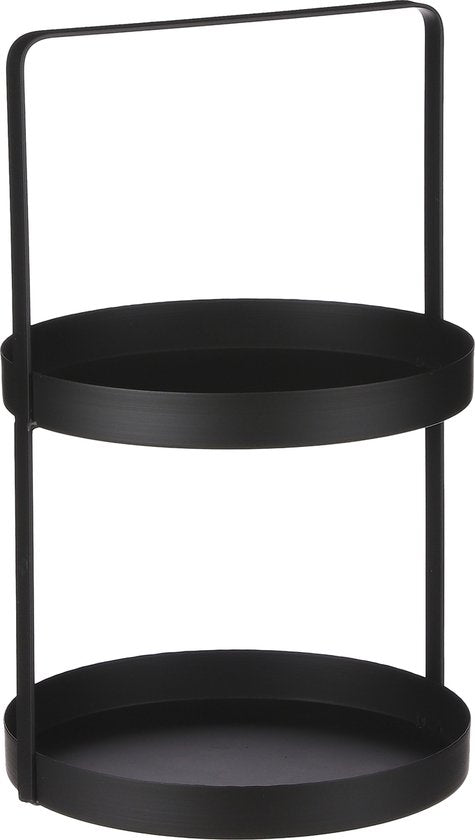 Mica Decorations Etagere - 2 schaal - Metaal - Zwart - 25x41 cm
