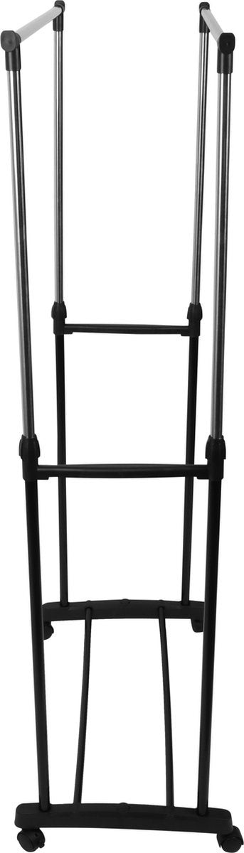 Niceey Kledingrek op Wieltjes - Verstelbaar Hoogte 90-160 cm - 130 KG Draagcapaciteit - Kleding Rek op Wielen - Kledingrek Metaal - Kledingrek Slaapkamer - Zwart