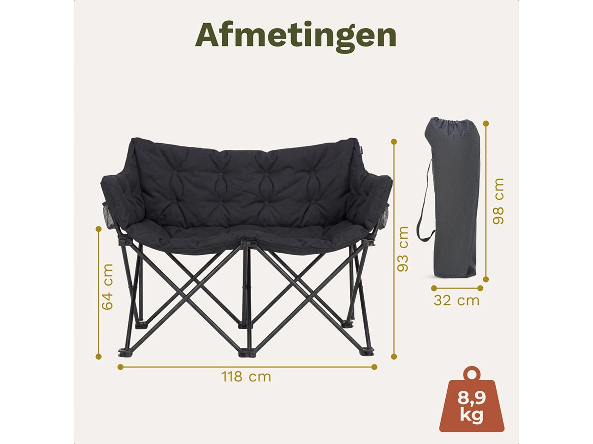 Trvlmore campingbank - 118 x 64 x 93 cm - 2 persoons - premium comfort - aluminium frame