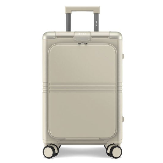 ONYX Hybrid Pro Handbagage Koffer met Voorvak 38 Liter - Gerecycled Polycarbonaat en Ritsloos Design - Reiskoffer met TSA slot en Spinner wielen - Lichtgewicht Trolley met Laptopvak - Ivory White