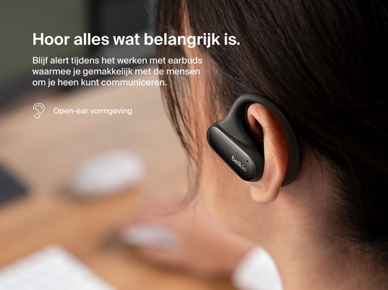Belkin SoundForm ClearFit – Draadloze Open-Ear Sportoortjes - Zwart