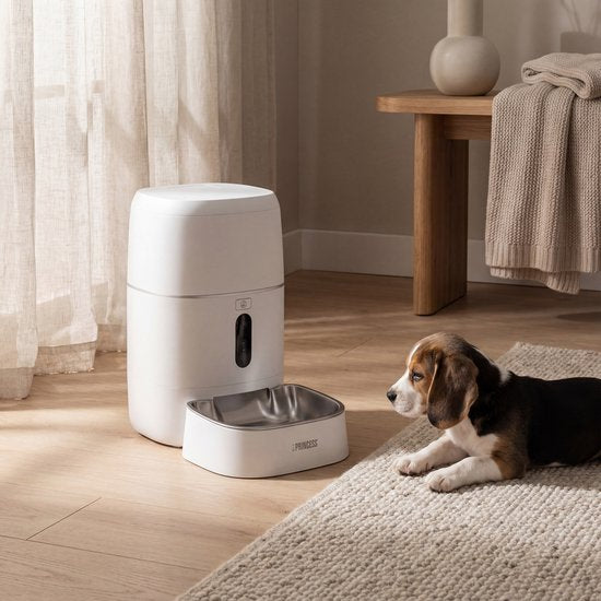 Princess Automatische Voerbak - Smart 6 Liter – Kat & Hond - App‑Bediening - Geplande Voeding - Roestvrijstalen Kom - BPA‑vrij - Antislip - Back‑up Batterij - Voerautomaat - Voerdispenser - 610060