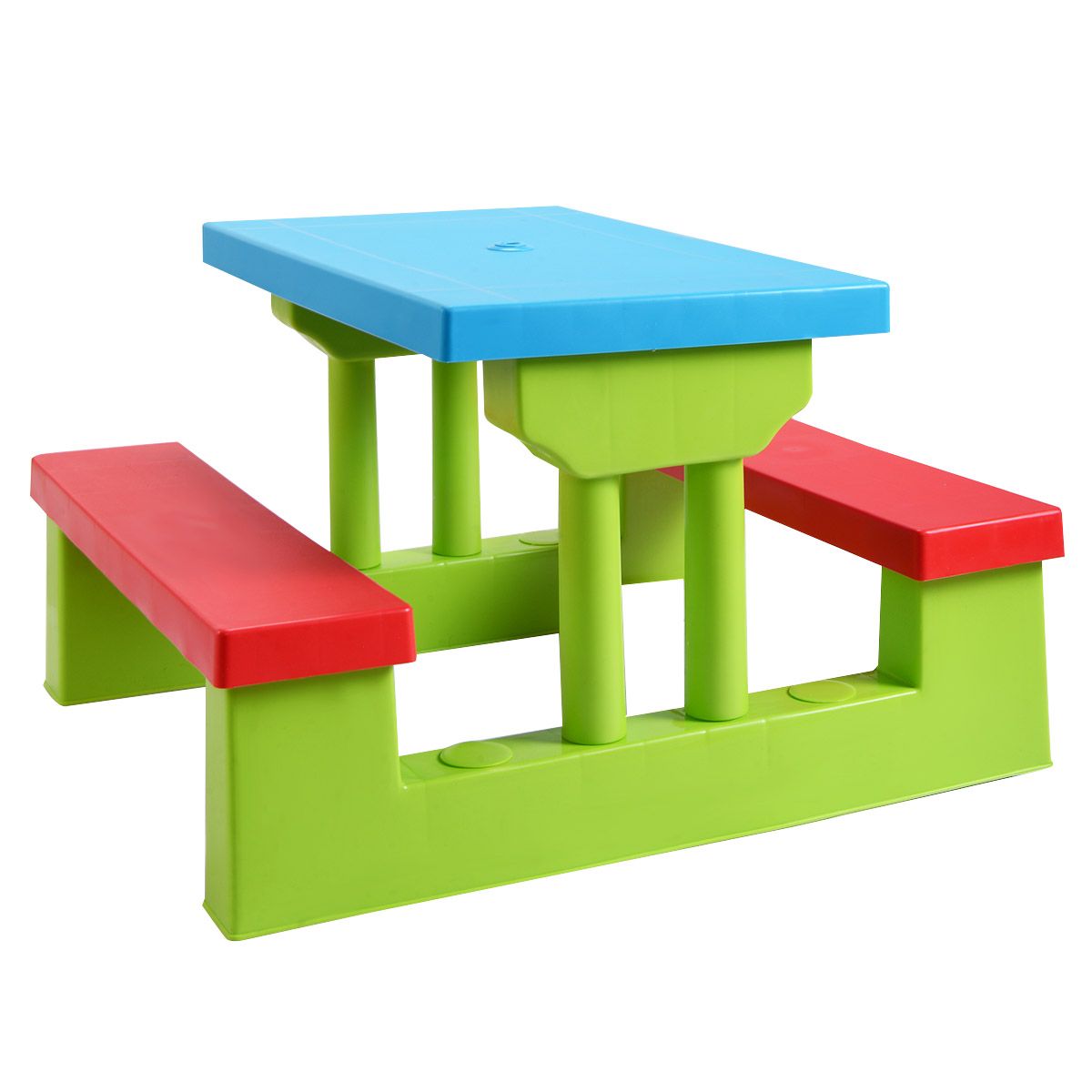 Coast Picknicktafel voor Kinderen - Met Parasol - 2 Banken - Max. 50 kg - 67 x 41 x 47 cm - Rood / Blauw / Groen