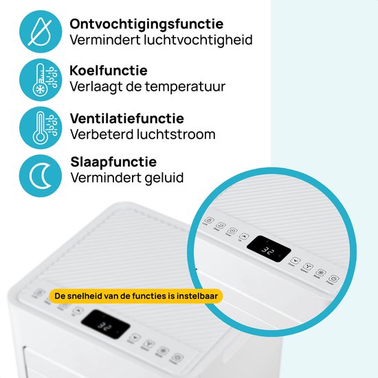 MOA Mobiele Airco - 7.000 BTU - Airconditioner - afstandsbediening - Energieklasse A - Raamafdichtingskits - tot 60 m³ koelen - Wit