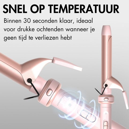 Sansbeauté® 6 in 1 Krultang met Klem - Keramische Haarkruller - 13mm tot 38mm - Föhnborstel Kort Haar - Warmteborstel - Krultangen - Thermal Brush - Haarstyler - Krulborstel 5 in 1