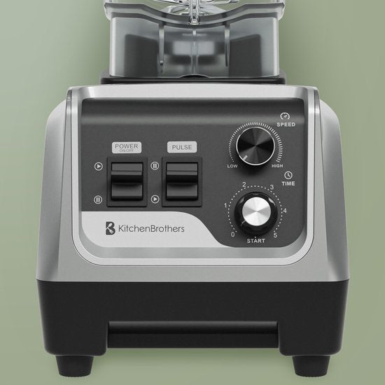 KitchenBrothers Power Blender - 1600W - 2L - Smoothie Maker - IJscrusher - Metallic Grijs