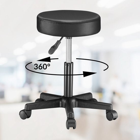 Casaria Verstelbare Draaikruk - 46/60cm Zithoogte – 1 Stuks Zwart