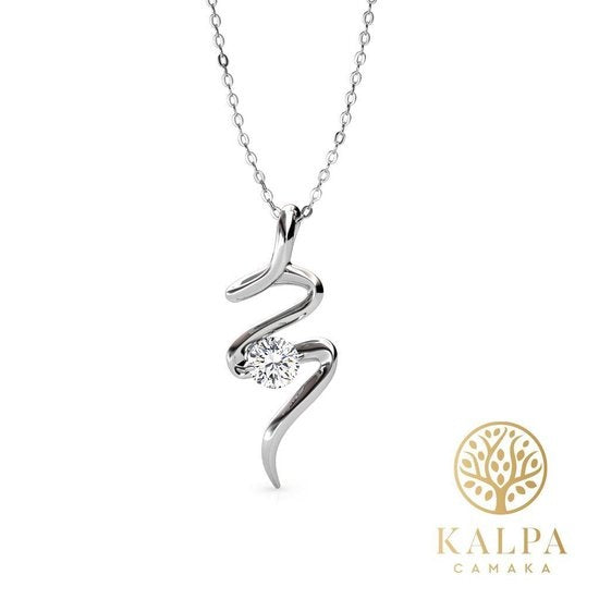 Yolora Dames Ketting met Hanger - Kalpa Camaka Kristal - Zilverkleurig - 18K Witgoud Verguld