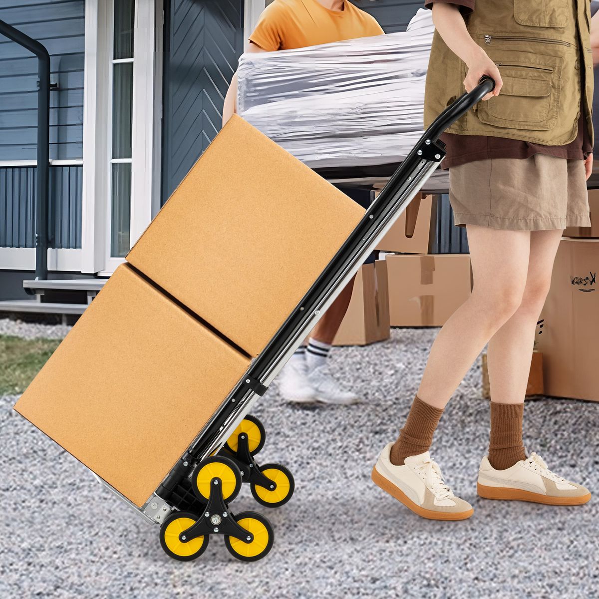Coast Opvouwbare 2-in-1 Transportkar en Drie-treden Trap - aluminium - zware belasting - zilver/zwart