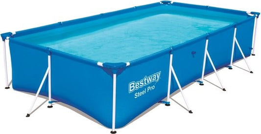 Bestway Opzetzwembad – Rechthoekig Stalen Frame – 5700L Inhoud – 400 x 211 x 81 cm – Blauw