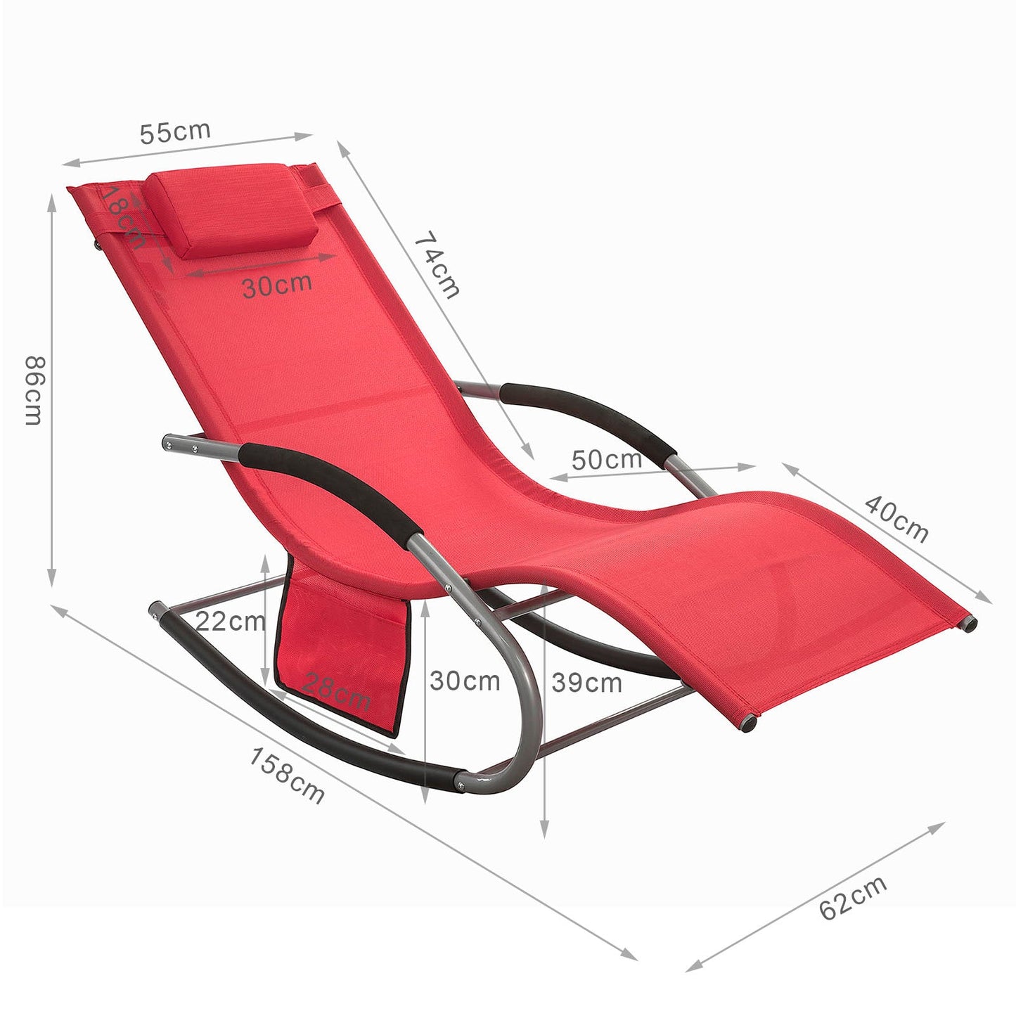 SoBuy Comfortabele Swingstoel - Rood - Metalen Frame