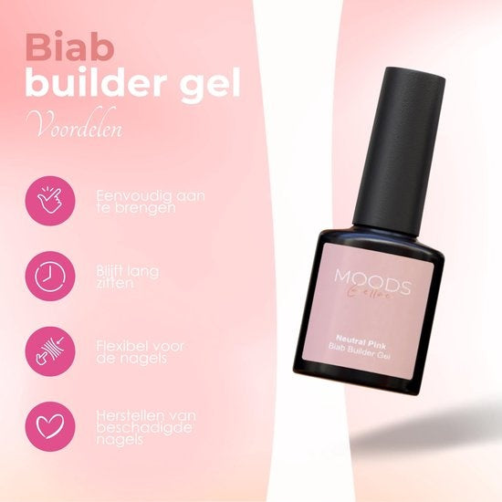 Moods Gellac BIAB Starter Pakket – Milky Pink - Builder in a Bottle – BIAB Nagellak – Inclusief UV/LED Lamp, Bokkepoot, Nagelvijl, Primer, Base en Top Coat