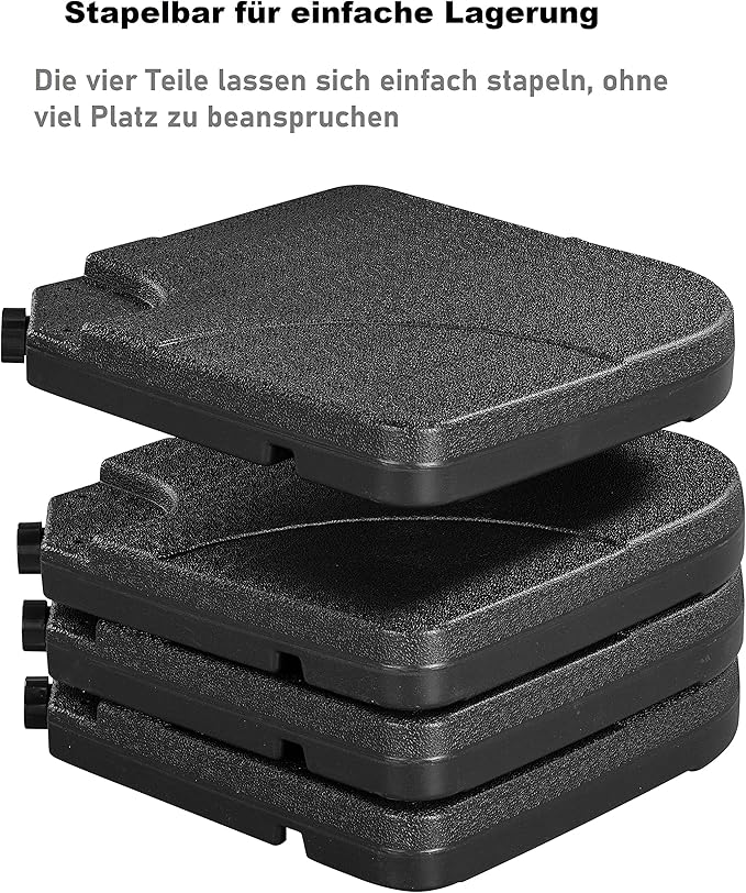Yaheetech Parasolvoet 4-delige Vulbare Set voor Zweefparasol - Zwart - Tot 80 kg Zand / 60 kg Water