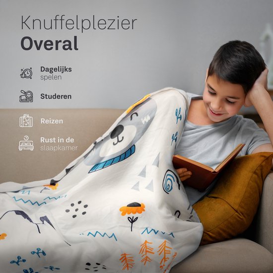 CozySense® Verzwaringsdeken Kind 2,4 kg - Weighted Blanket - Zwaartedeken met GLASS-Flow® Drukverdeling - Wasbare Hoes - Hypoallergeen - Voor Jongens
