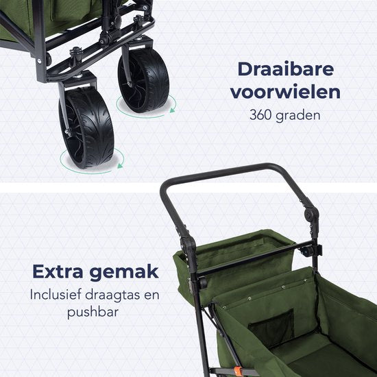 LifeGoods Bolderkar - Opvouwbaar - Tot 120KG - 90L - Wasbaar Polyester - 120x80cm - Groen