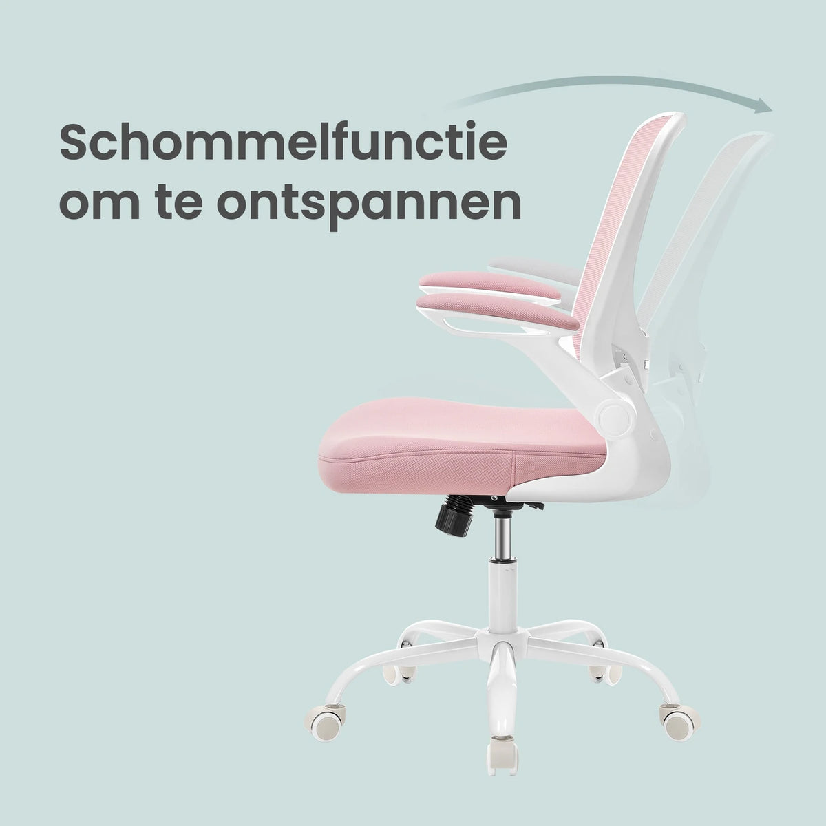 Joyfurnos Ergonomische Bureaustoel Roze - Verstelbare Lendensteun en Opklapbare Armleuningen - 60 x 64 x 103-110 cm