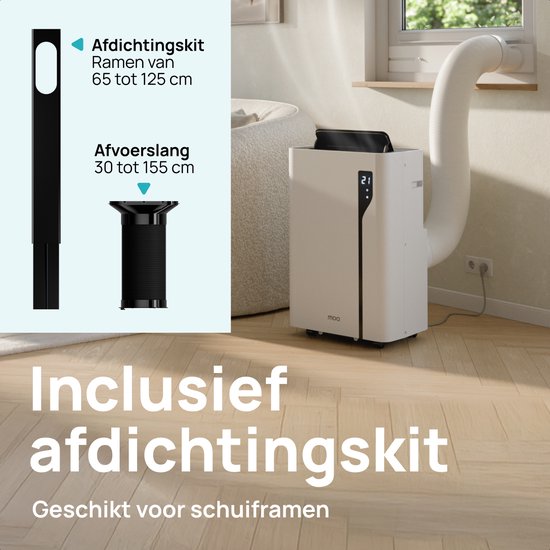 MOA Mobiele Airco - 12.000 BTU - Met Afstandbediening - Tot 35m² - Airconditioner met Ontvochtigingsfunctie - Raamafdichtingskit - Wit