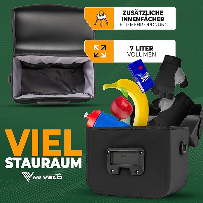 MIVELO – Stuurtas – 100% Waterdicht & Met Telefoonvak – 7 liter – 26 x 21 x 14cm - Zwart