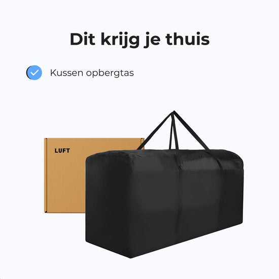 Kussentas voor Tuinkussens XXL - Tuinmeubelhoes - Opberghoes Tuinmeubels - Waterdichte Beschermhoes - Hoezen voor Tuinmeubelen - UV-bescherming - Weerbestendig - Zwart