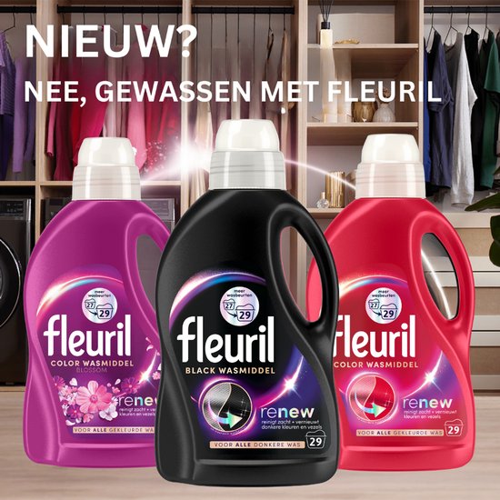 Fleuril Black - Vloeibaar Wasmiddel - Donkere en Zwarte Was - 54 Wasbeurten - Grootverpakking