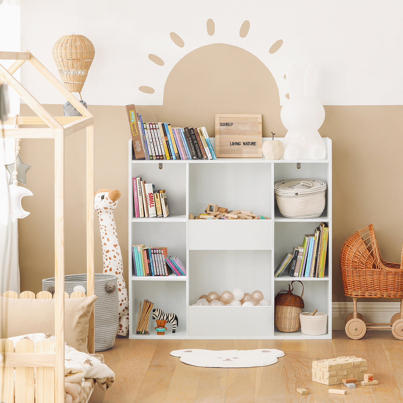 SoBuy KMB55-W Kinderboekenkast - MDF - 106 x 30 x 104 cm - Wit