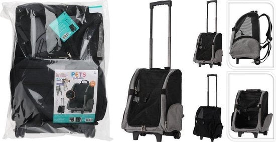 Dogs Collection - Dieren Trolley & Rugzak - 2 in 1 - Zwart - Opvouwbaar